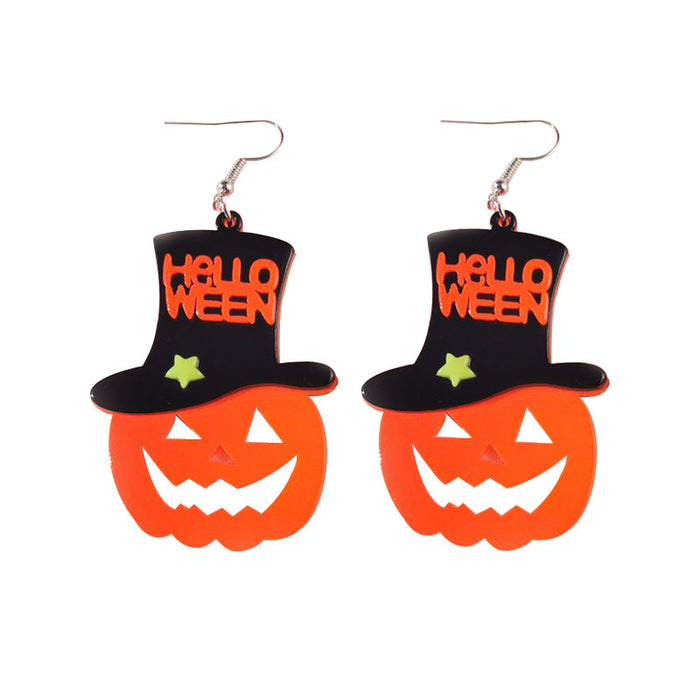 Wholesale Halloween Pumpkin Monster Long Acrylic Earrings JDC-ES-QingM010