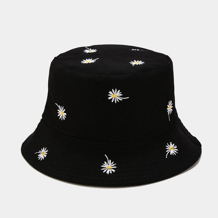 Wholesale Daisy Embroidered Double-Sided Fisherman Hat Sun Protection Hat