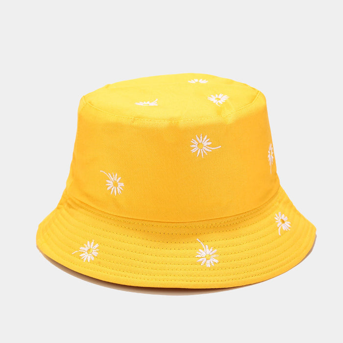 Wholesale Daisy Embroidered Double-Sided Fisherman Hat Sun Protection Hat
