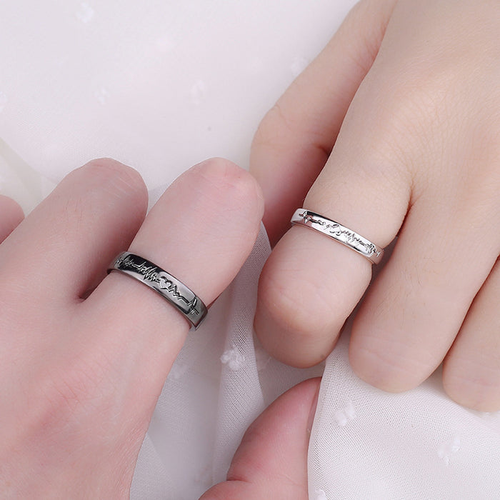 Wholesale couple ring ring ring black and white electrocardiogram opening a pair of men and women