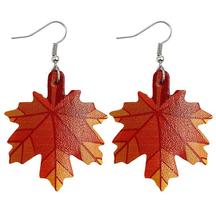 Wholesale Leather Earrings Autumn Pumpkin Maple Leaf Thanksgiving Turkey Leather Earrings  Holiday Earrings