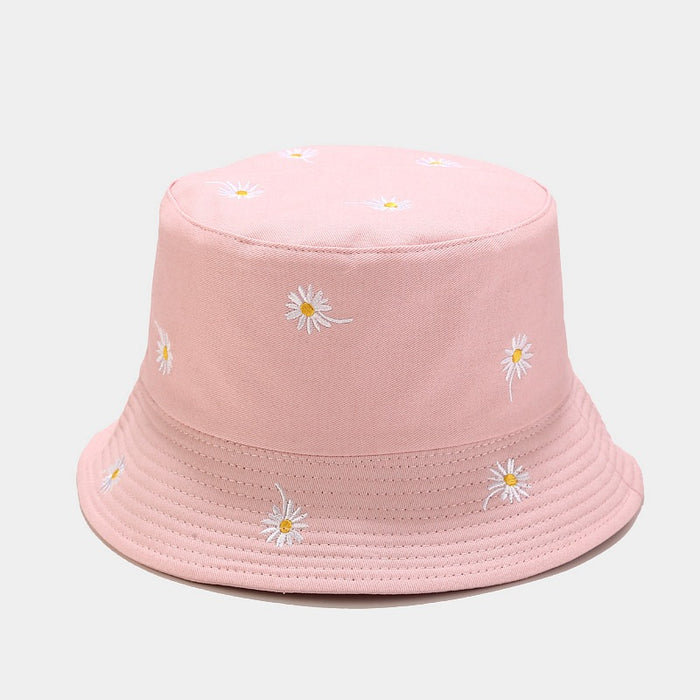 Wholesale Daisy Embroidered Double-Sided Fisherman Hat Sun Protection Hat