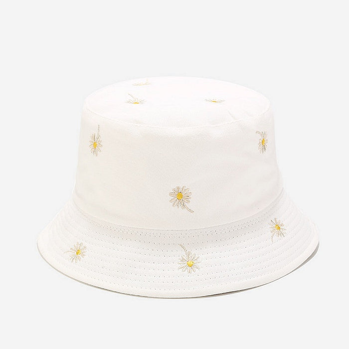 Wholesale Daisy Embroidered Double-Sided Fisherman Hat Sun Protection Hat