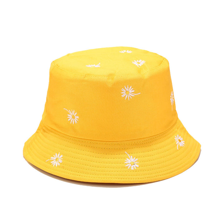 Wholesale Daisy Embroidered Double-Sided Fisherman Hat Sun Protection Hat