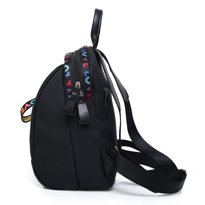Wholesale Oxford cloth backpack new fashion ribbon solid color double back backpack