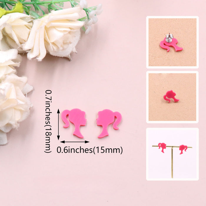 Wholesale Pink Female Red English Alphabet Two-color Acrylic Earrings JDC-ES-XiaoY001