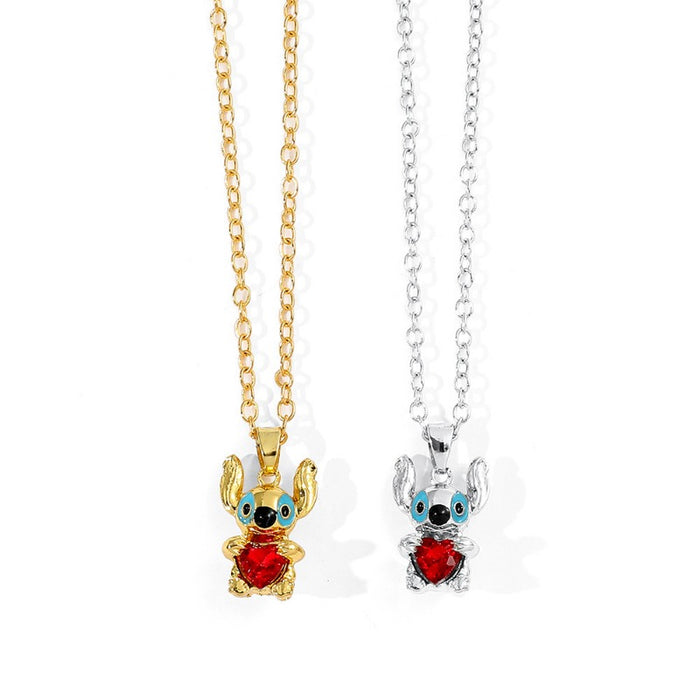 Wholesale Cartoon Cute Love Heart Zinc Alloy Necklace JDC-NE-ShaoH016