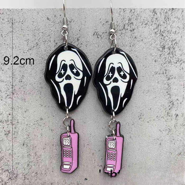 Wholesale Halloween Cowboy Ghost Face Acrylic Earrings JDC-ES-Chengy041