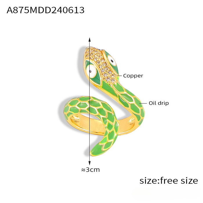 Wholesale Snake Shape Glazed Copper Material Open Ring JDC-RS-MiLi001