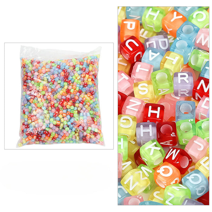 Wholesale 6mm 3100PCS/PACK Acrylic Letter Colored Square Loose Beads JDC-BDS-BoLinge009