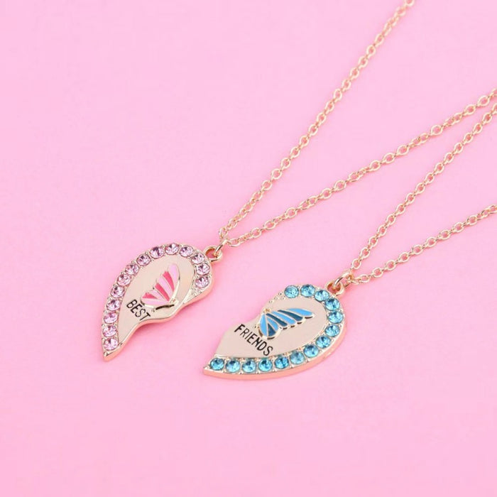 Wholesale Alloy Heart Butterfly Diamond Necklace JDC-NE-Zhuoa003