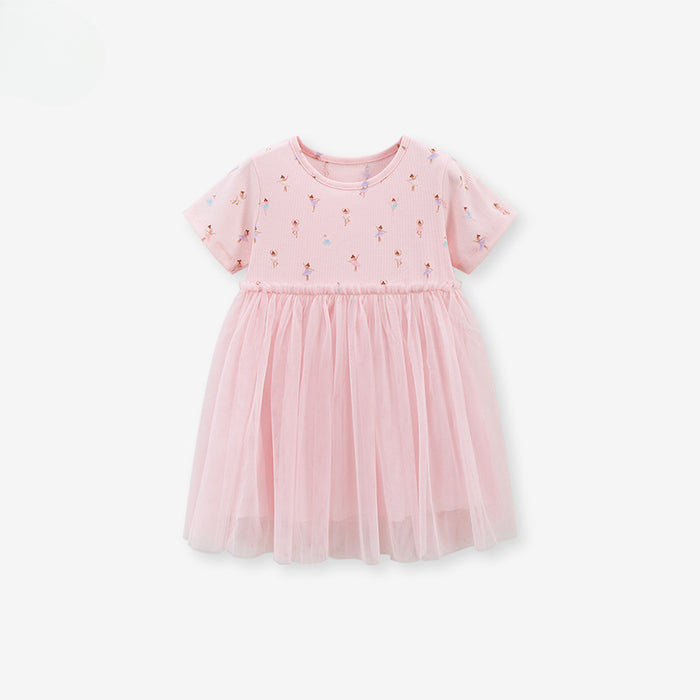 Wholesale Mesh Summer Short Sleeve Children's Dress JDC-CTS-BST007