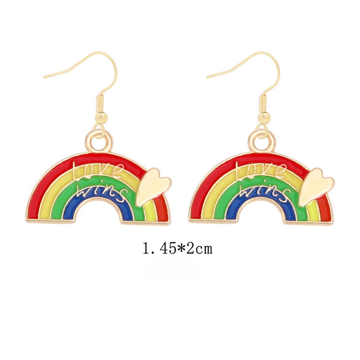 Wholesale 5pcs Rainbow Festival Love Zinc Alloy Valentine's Day Earrings JDC-ES-BingLi001