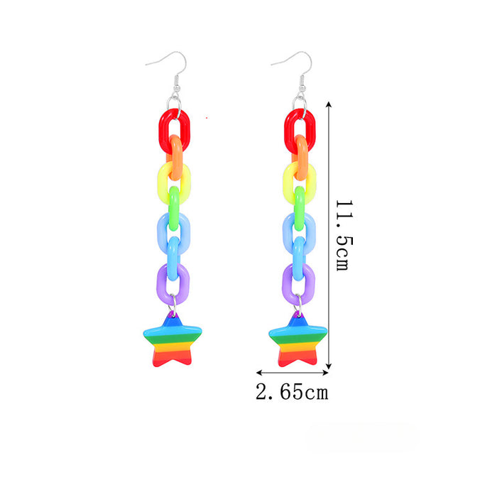 Wholesale 5pcs Rainbow Festival Love Zinc Alloy Valentine's Day Earrings JDC-ES-BingLi001