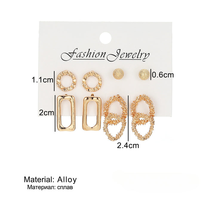 Wholesale Geometric Shape Alloy Set Earrings JDC-ES-HanShi002