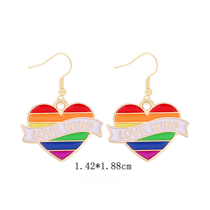 Wholesale 5pcs Rainbow Festival Love Zinc Alloy Valentine's Day Earrings JDC-ES-BingLi001