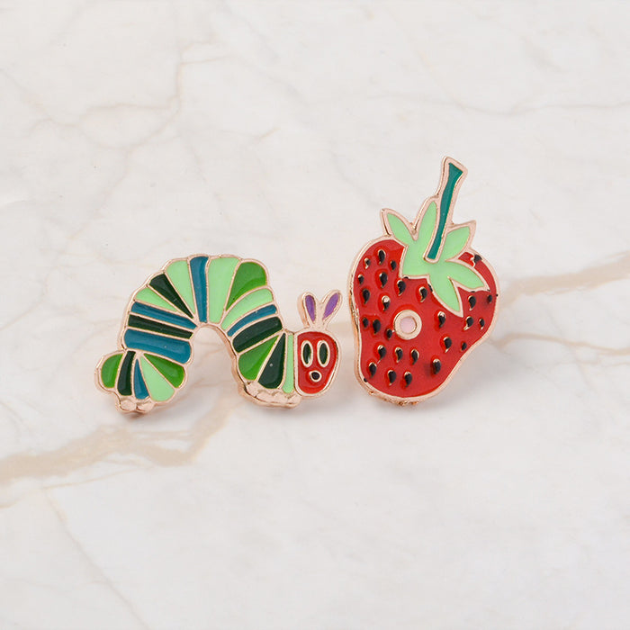 Wholesale Creative Cartoon Accessories Brooch Caterpillar Strawberry Accessories Brooch JDC-BC-BL003