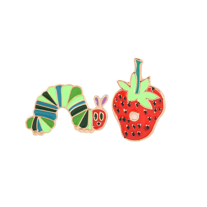 Wholesale Creative Cartoon Accessories Brooch Caterpillar Strawberry Accessories Brooch JDC-BC-BL003