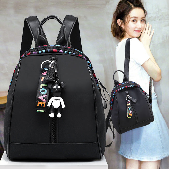 Wholesale Oxford cloth backpack new fashion ribbon solid color double back backpack