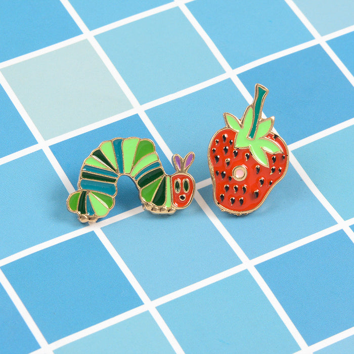 Wholesale Creative Cartoon Accessories Brooch Caterpillar Strawberry Accessories Brooch JDC-BC-BL003