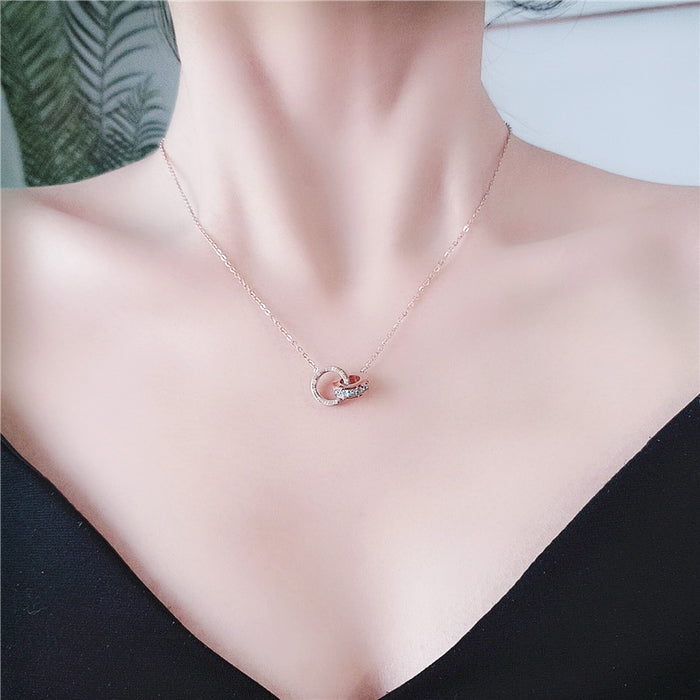 Wholesale Diamond studded titanium steel necklace for women's geometric personality, versatile collarbone chain, new accessory