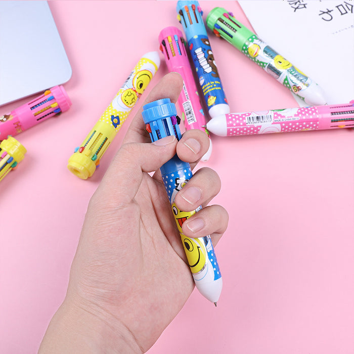 Wholesale Creative stationery cute creative ten-color pen cartoon ballpoint pen primary school students