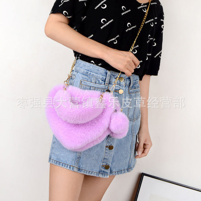 Wholesale of new plush chain Valentine's Day peach heart bags  JDC-SD-XinLe002