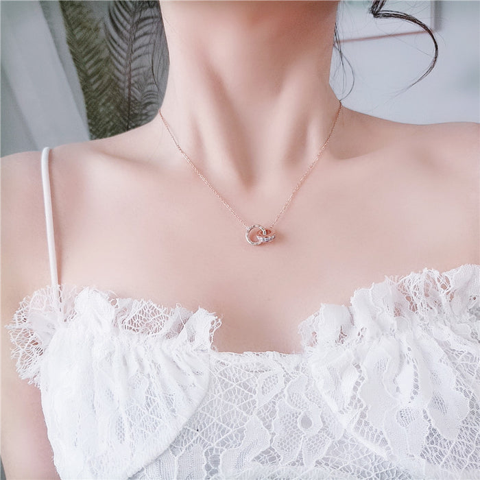 Wholesale Diamond studded titanium steel necklace for women's geometric personality, versatile collarbone chain, new accessory