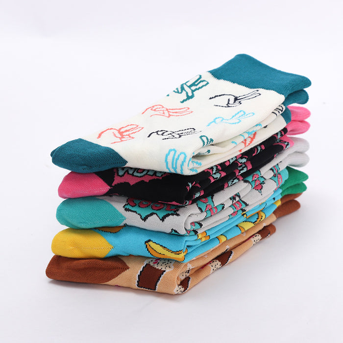 Wholesale Large socks, trendy socks, cotton socks, jacquard cartoon high tube socks, long socks