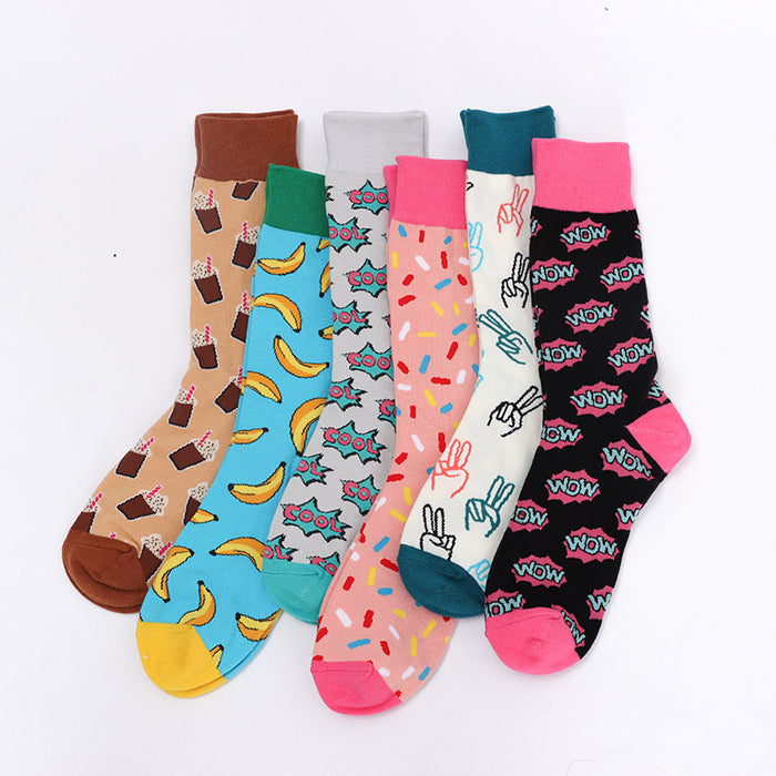 Wholesale Large socks, trendy socks, cotton socks, jacquard cartoon high tube socks, long socks