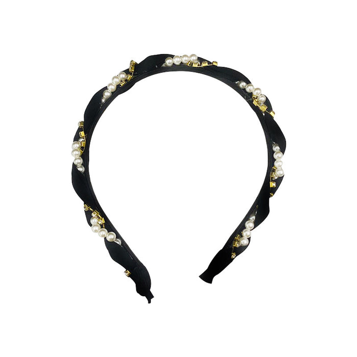 Wholesale Pearl Woven Hairband Super Flash Crystal Winding Headband