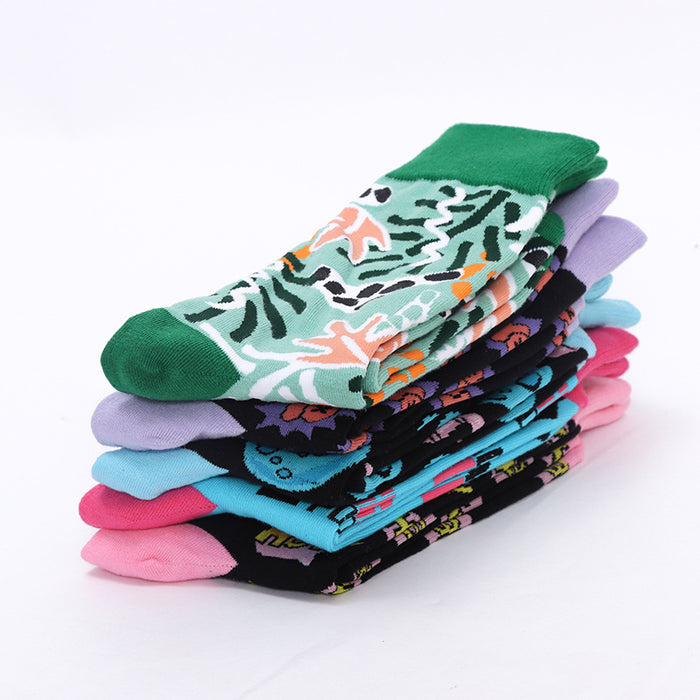 Wholesale Socks, Long Socks, Skateboarding Cartoon Pattern, Medium Tube Trendy Socks