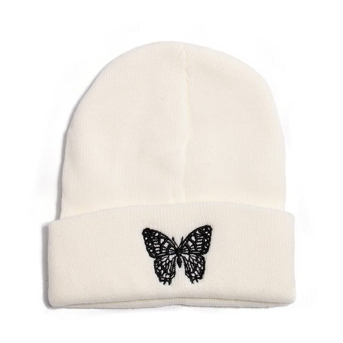 Wholesale Hat Yarn Butterfly Print Knitted Hat JDC-FH-YuanB008