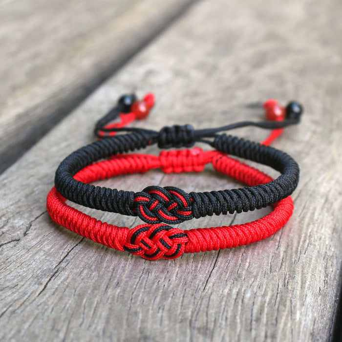 Wholesale Red String Bracelet Handmade Adjustable Double Coin Knot Couples Heart Knot Bracelet