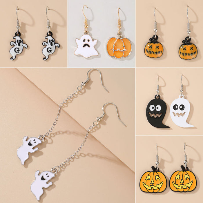Wholesale Halloween Alloy  Earrings Pumpkin Ghost Design Party Jewelry Accessory MOQ≥2