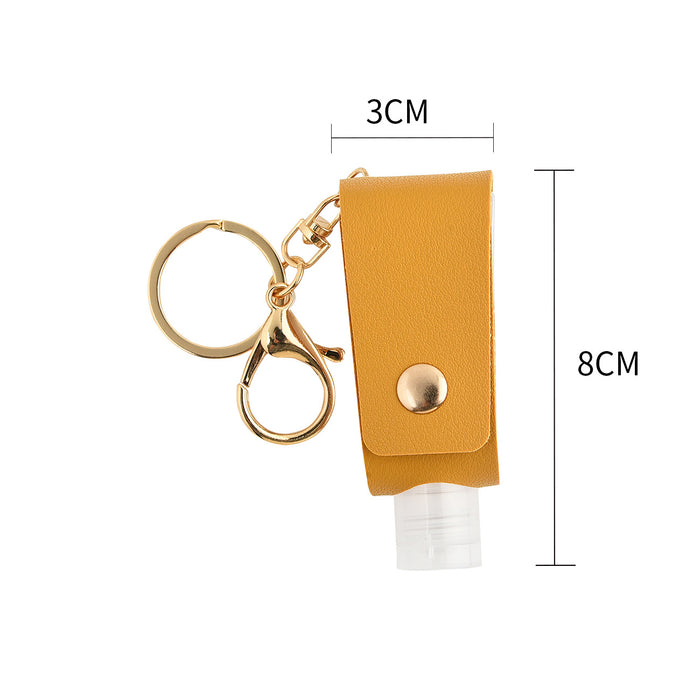 Wholesale T-shaped PU Leather Keychain Hand Sanitizer Free Leather Case Disinfection Hand Sanitizer Free Bottle Leather Case