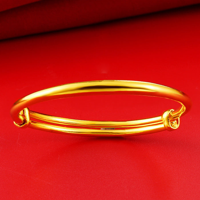 Wholesale Bracelet Baby Smooth Bracelet Copper Gold Plated One Year Gift