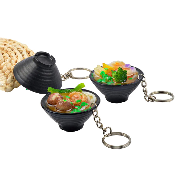 Wholesale Japanese Udon Noodle Keychain Charm PVC Food Simulation Pendant Decorative Bag Charm