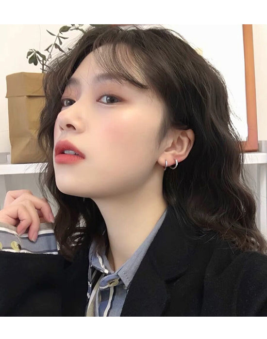 Wholesale Large circle earrings plated with pure silver, with a retro and minimalist style. Small ear ring accessories