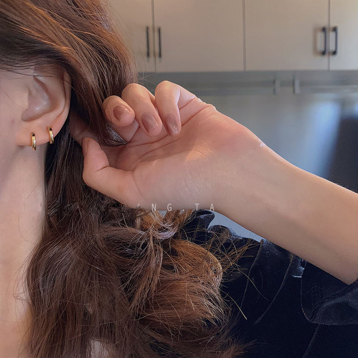 Wholesale Large circle earrings plated with pure silver, with a retro and minimalist style. Small ear ring accessories