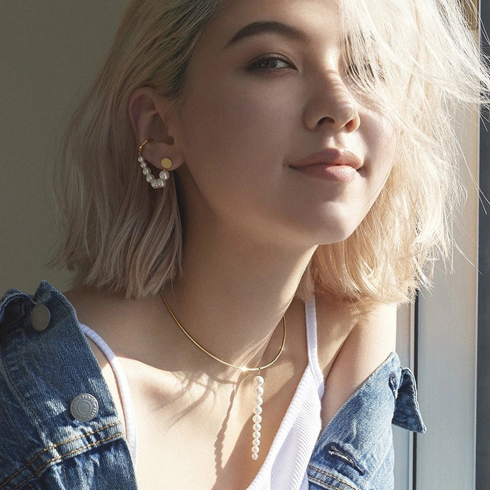 Wholesale Vintage style pearl ear bone clip, niche design, personalized earrings