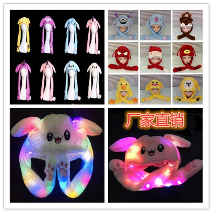 Wholesale Glowing bunny hat with moving ears cute plush warm hat