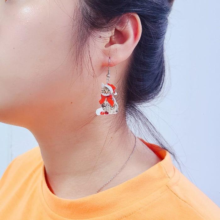 Wholesale Acrylic Santa Claus Candy House Earrings JDC-ES-Qiany007