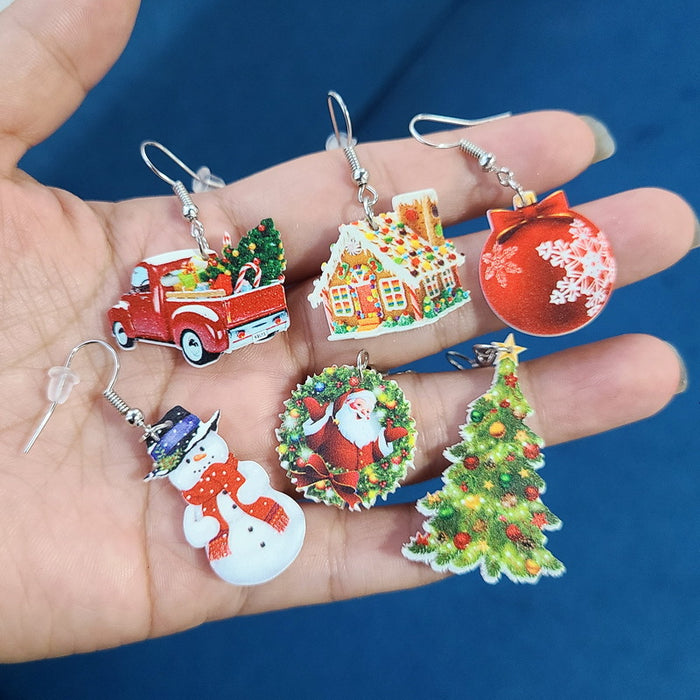 Wholesale Acrylic Santa Claus Candy House Earrings JDC-ES-Qiany007