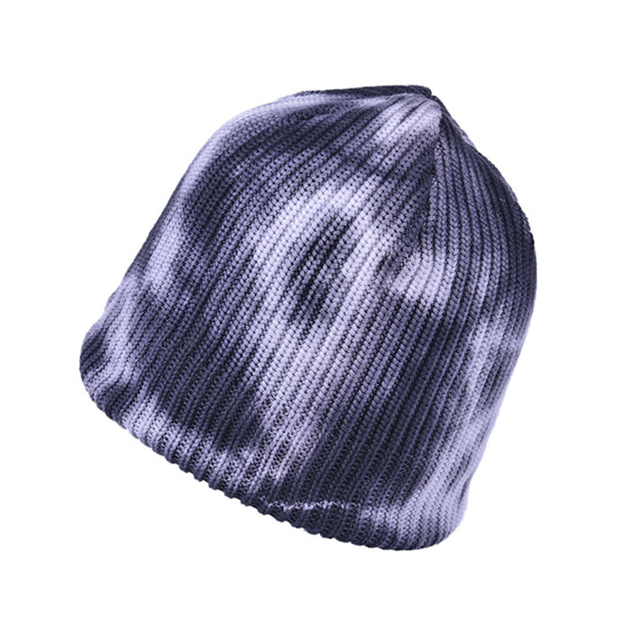 Wholesale Brimless Satin Glossy Knitted Hat Knitted Label Woolen Hat Tie-Dye Knitted Hat Manufacturer Customization