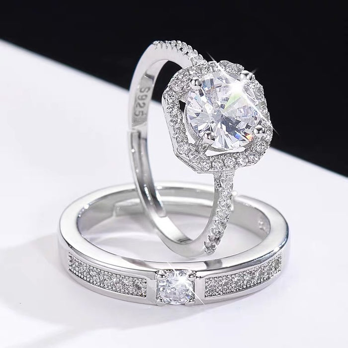 Wholesale Open diamond ring, men's and women's silver plated ring
