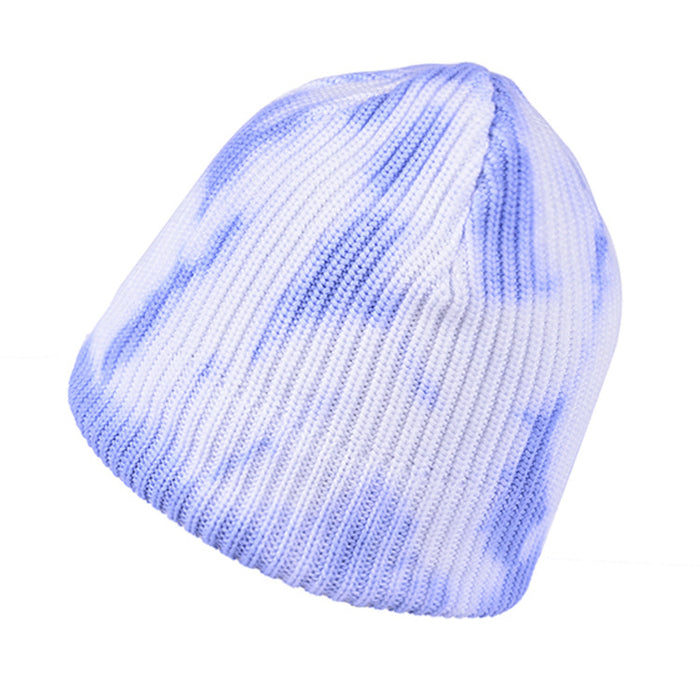 Wholesale Brimless Satin Glossy Knitted Hat Knitted Label Woolen Hat Tie-Dye Knitted Hat Manufacturer Customization