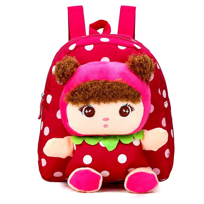 Wholesale 1-4 years old boys and girls cartoon backpack cute canvas backpack doll children's schoolbag