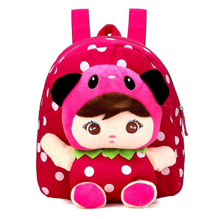 Wholesale 1-4 years old boys and girls cartoon backpack cute canvas backpack doll children's schoolbag