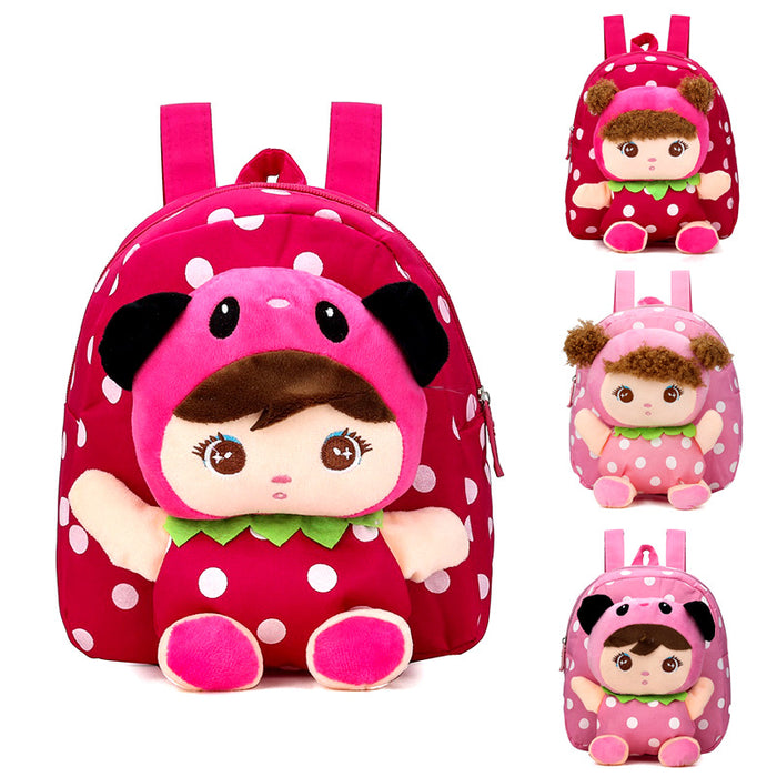 Wholesale 1-4 years old boys and girls cartoon backpack cute canvas backpack doll children's schoolbag